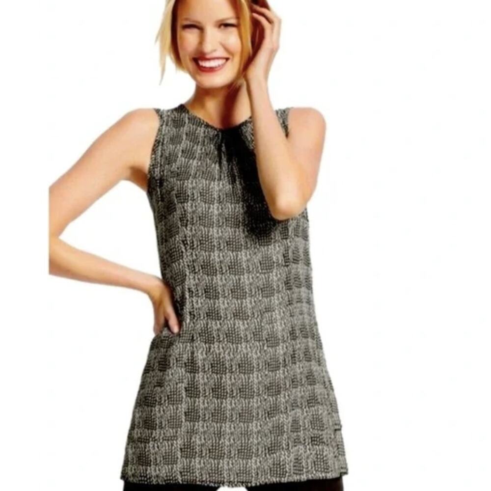 Cabi Black White Geometric Chloe Tunic Sleeveless Tank Blouse S